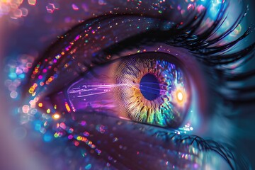 Holographic Eye Conceptual Design, futuristic, digital, technology, abstract - obrazy, fototapety, plakaty