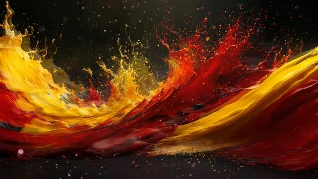 Yellow, red water splash art video illustration