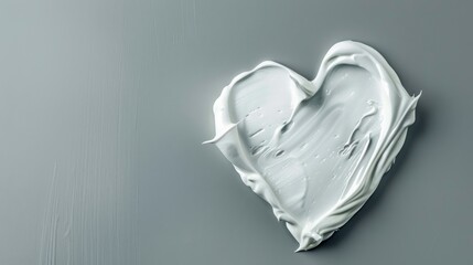 Anti-aging white skincare cream in a heart shape on a classic gray background