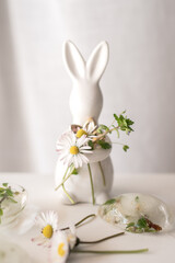easter bunny with flowers, Easter rabbit and eggs, Easter mood, ice eggs, flower eggs