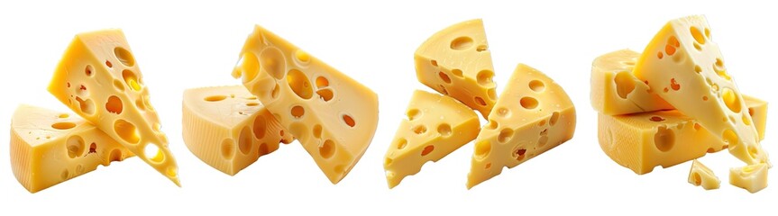 Collection of PNG. Cheese isolated on a transparent background.