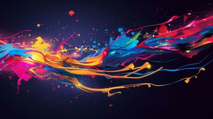 Energy-themed paper art featuring dynamic streaks and splashes in bright neon colors against a dark background.