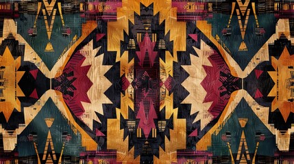 Ethnic-inspired geometric abstract background with tribal patterns and earthy colors.