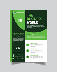 Super Fantastic Business Flyer or Modern Business Leaflet  Green and White