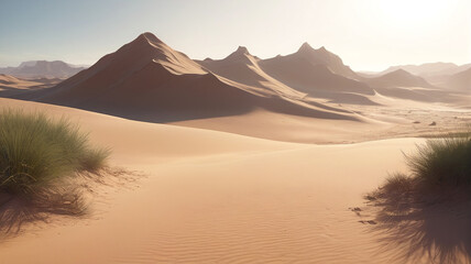 Fototapeta na wymiar Desert landscape. Dunes and sand in the background.