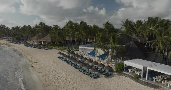 Aerial view of Constance resort on the beautiful coast of Pointe de Flacq, Mauritius.