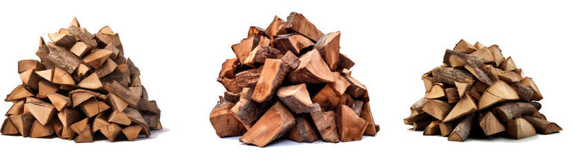 pile of chopped firewood, isolated transparent background 