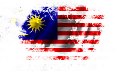 White background with torn flag of Malaysia