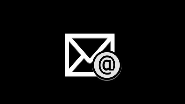 Upcoming Email notifications icon.Email coming animated icon. 4K white on black alpha channel.