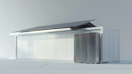 Fototapeta na wymiar Battery storage system for solar panels, green energy concept