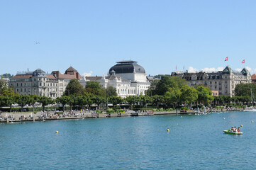 Switzerland: The Bellevue Place in front of the Opera of Zürich City at the lake