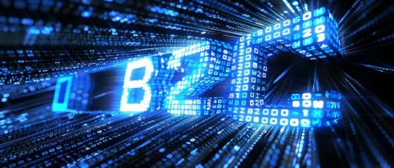 Digital blue matrix binary code forms the acronym B2C , symbolizing the concept Business to Consumer.
