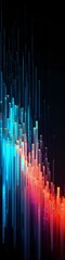 Neon Data Streams in Abstract Composition, Wide, Digital, Background, Technology