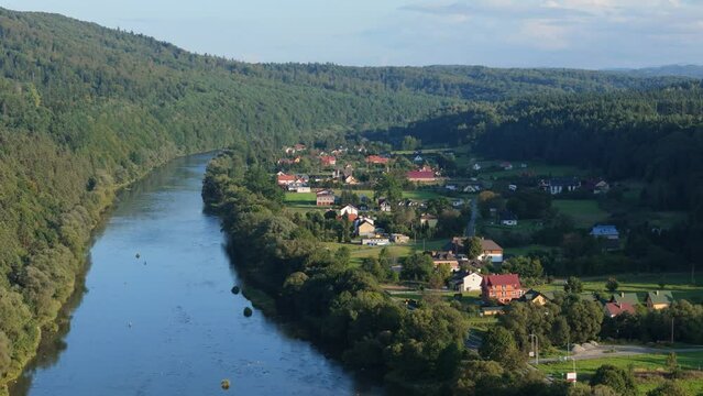 Beautiful Landscape River Mountains Lesko Aerial View Poland