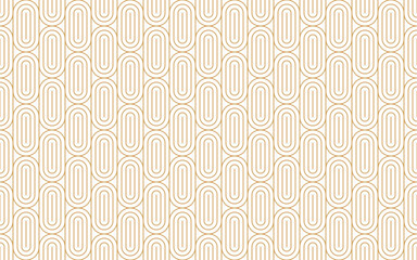 Seamless gold oval pattern with striped line, art deco repeat tile vector illustration.