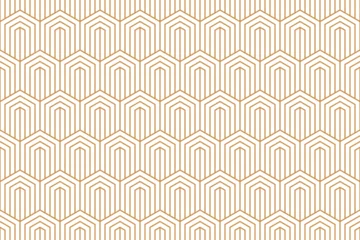 Poster Im Rahmen Art deco seamless pattern with gold striped lines in hexagon form, triangle pattern design vector illustration. © i_fleurs
