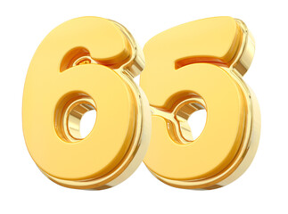 Number 65 Golden 3D Render 