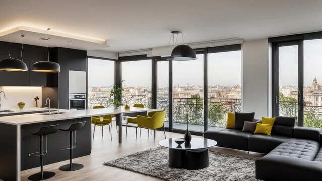 3d rendering. beautiful apartment, modern interior.