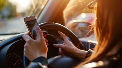 Playing on the phone while driving Illegal and dangerous on the road