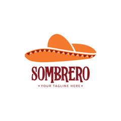 Mexican sombrero logo vector on white background. Hat symbol for branding, cards, labels, posters, flyers of Mexico holiday celebration and fiesta party Cinco de Mayo, Day of the dead, Taco theme.