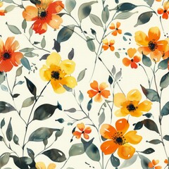 watercolor illustration on beautiful flowers on a pure beige background. ai generated