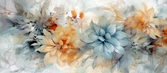 Floral Digital Print with Abstract Texture and Hand-Drawn Effect for Various Surfaces
