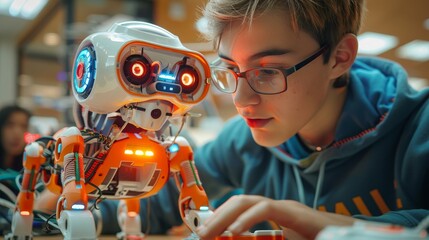A tech startup focusing on developing robotics kits for educational purposes - obrazy, fototapety, plakaty