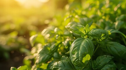 Growing basil harvest and producing vegetables cultivation. Concept of small eco green business organic farming gardening and healthy food