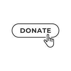 Donate web button. Symbol of financial aid isolated on white background. Vector illustration.