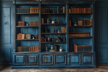 Large bookshelf in an old library, Bookcase with old books