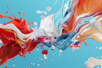 Obraz na płótnie Canvas 3D render of a colorful fluid blob with blue white and