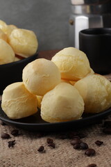brazilian food,  drink, cookies, cheese, cheese bread, 