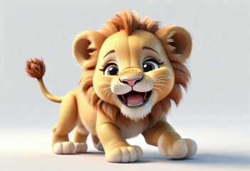 lion cub isolated on white background