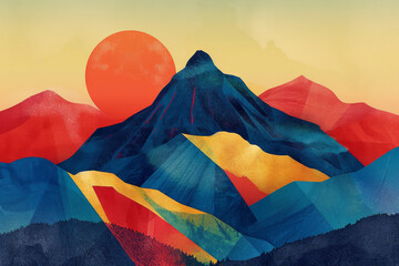 A vibrant illustration of a famous mountain peak in Shandong.