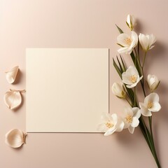 Invitation card,  white orchid and blank paper