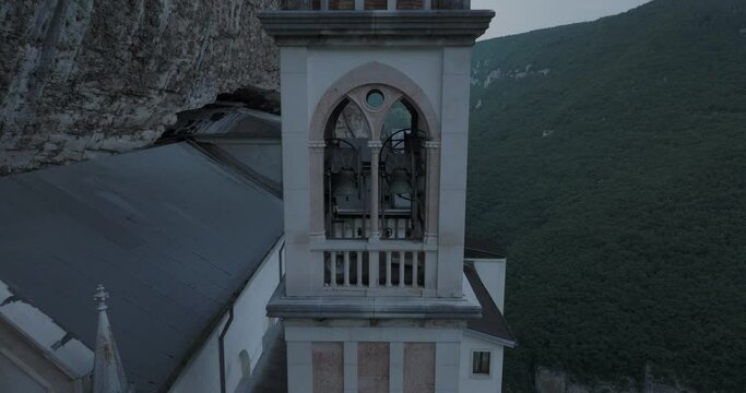 Aerial view of Madonna della Corona, Spiazzi, Veneto, church, Italy.