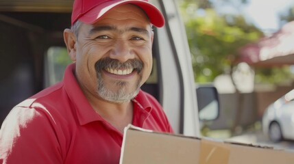Portrait of a delivery person at a courier service