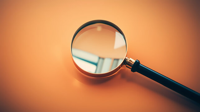 Magnifying glass on clean color background