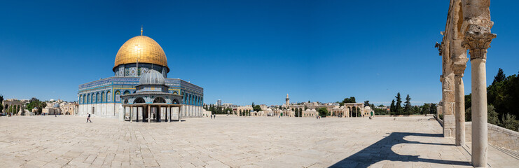 Panoramic view of the Dome of the Rock on the temple mount