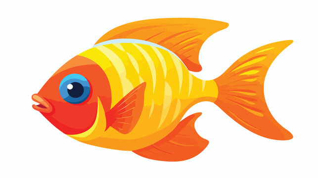 An isolated yellow fish with red lips.Flat vector icon