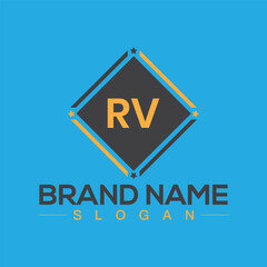 Letter RV  Creative Logo Design Template with Modern Letter Design