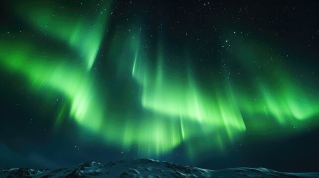 Stunning image of the Aurora Borealis lighting up the night sky. Perfect for travel and nature concepts