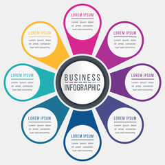 Infographics design 8 options or steps business information colorful template