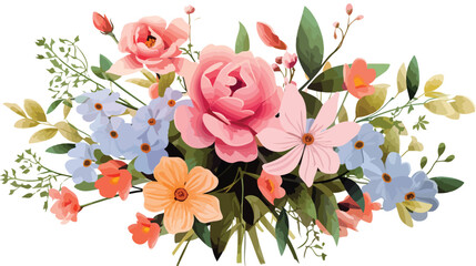 Beautiful spring flowers bouquet with bow floral 
