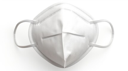 A white face mask on a plain white background. Ideal for medical or hygiene concepts