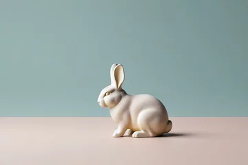 Foto op Canvas Minimalist White Bunny Figurine © Hikari 