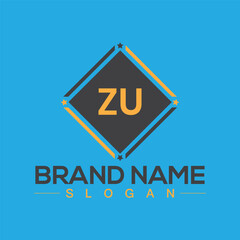 ZU Logo Letter Design For Business Template Vector