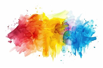 Vibrant paint splatters on a clean white surface. Great for artistic projects - obrazy, fototapety, plakaty