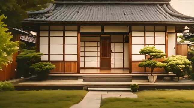 3D design of Japanese house, front of traditional house