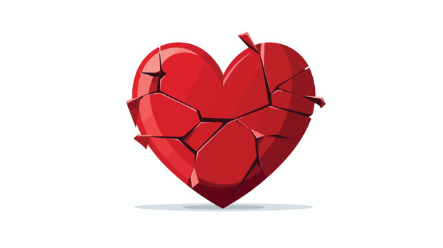 Broken cartoon heart icon image  flat vector 